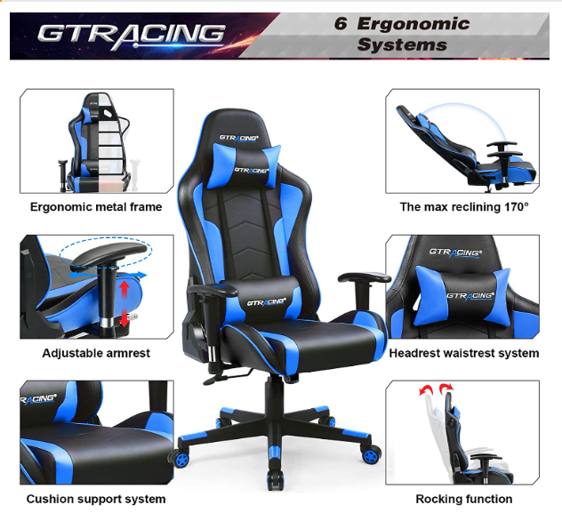 GTRACING Heavy-duty office computer desk chair with Bluetooth mu