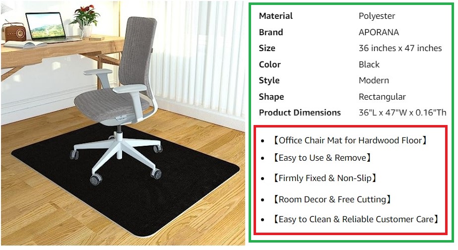 Black floor mat for office chair