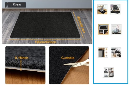 Black office chair mat