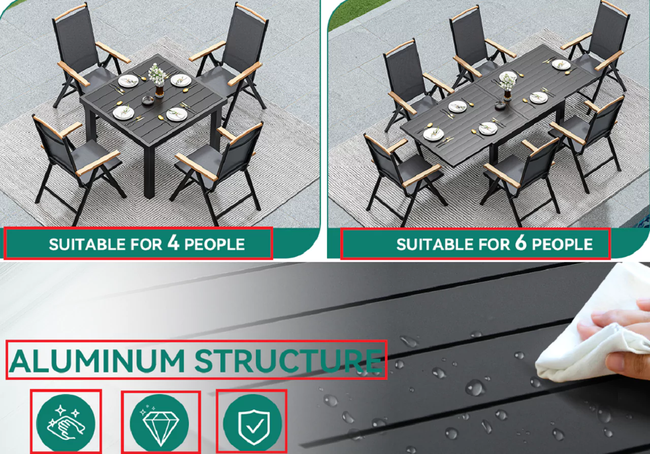 YITAHOME Aluminum Expandable Outdoor Dining Table