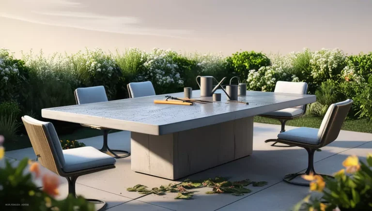 concrete top garden table