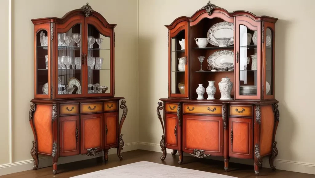 China Cabinet with Hutch | Modern Elevation with traditional style