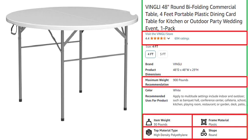 VINGLI Table | 48" Round Bi-Folding Commercial Table