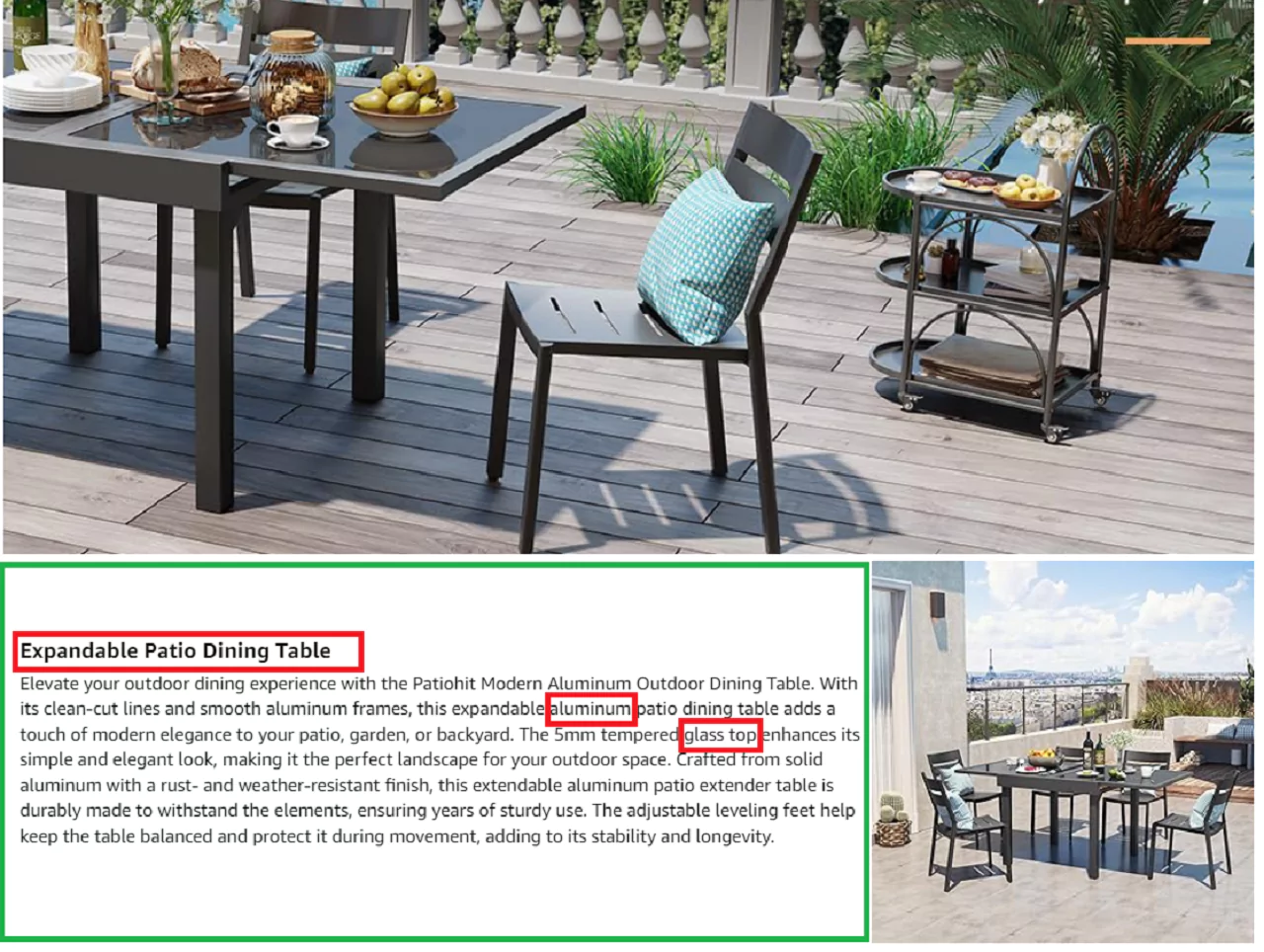 Best aluminum garden table with glass