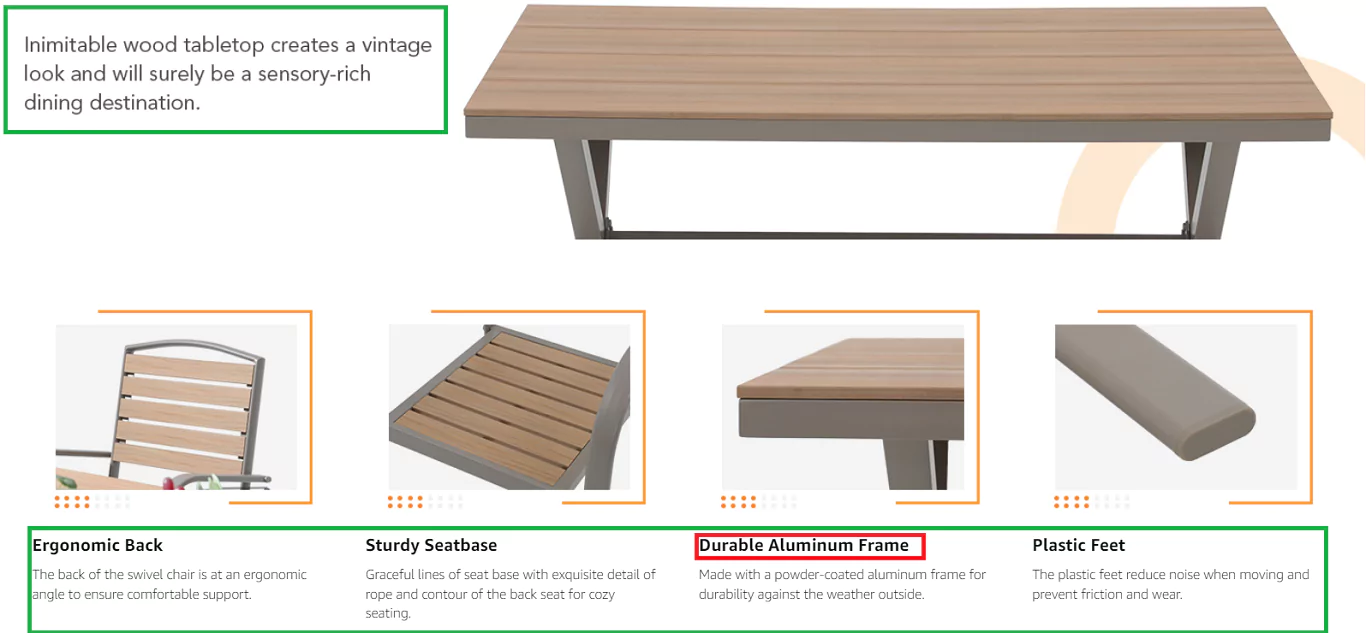 Best aluminum outdoor table wood top