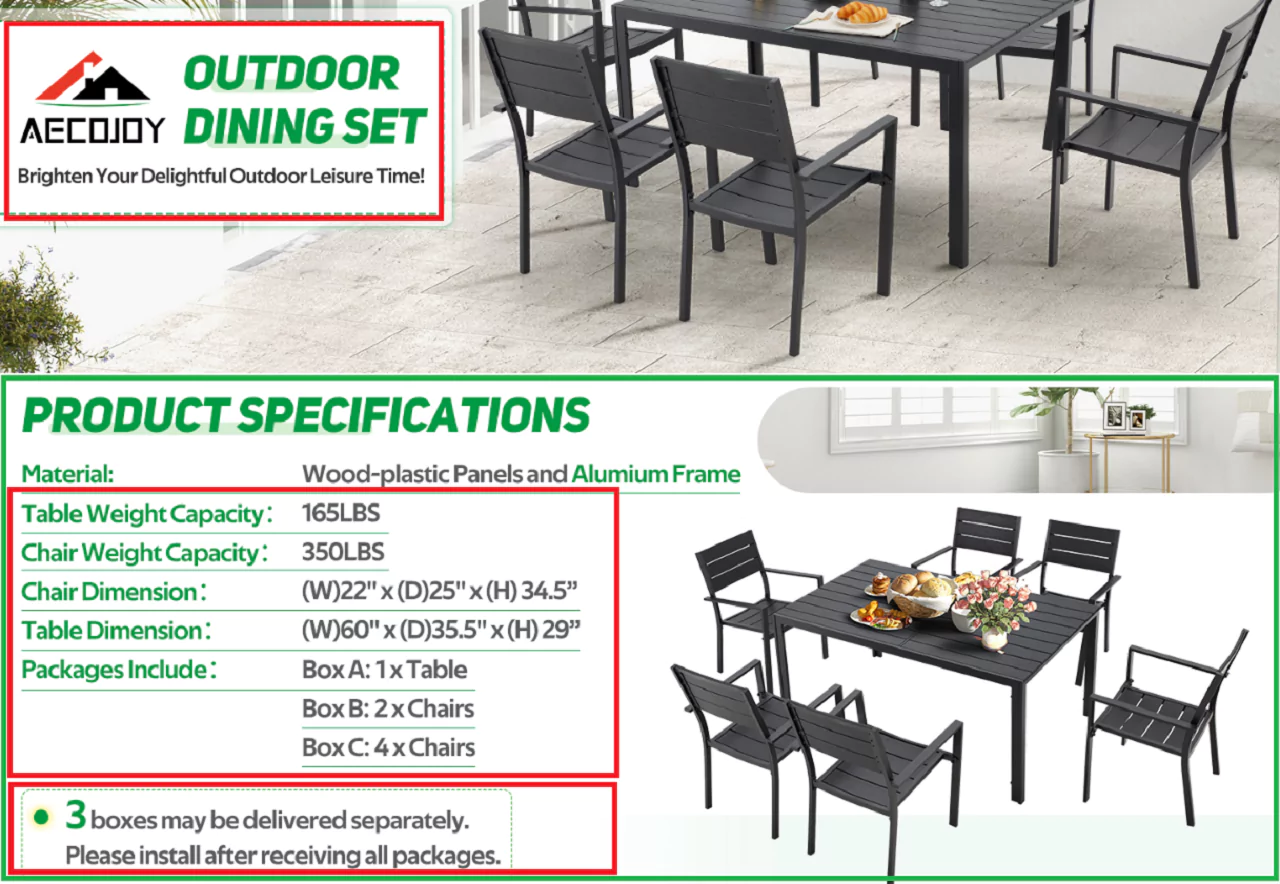 Black Garden Table and Chairs Product specification