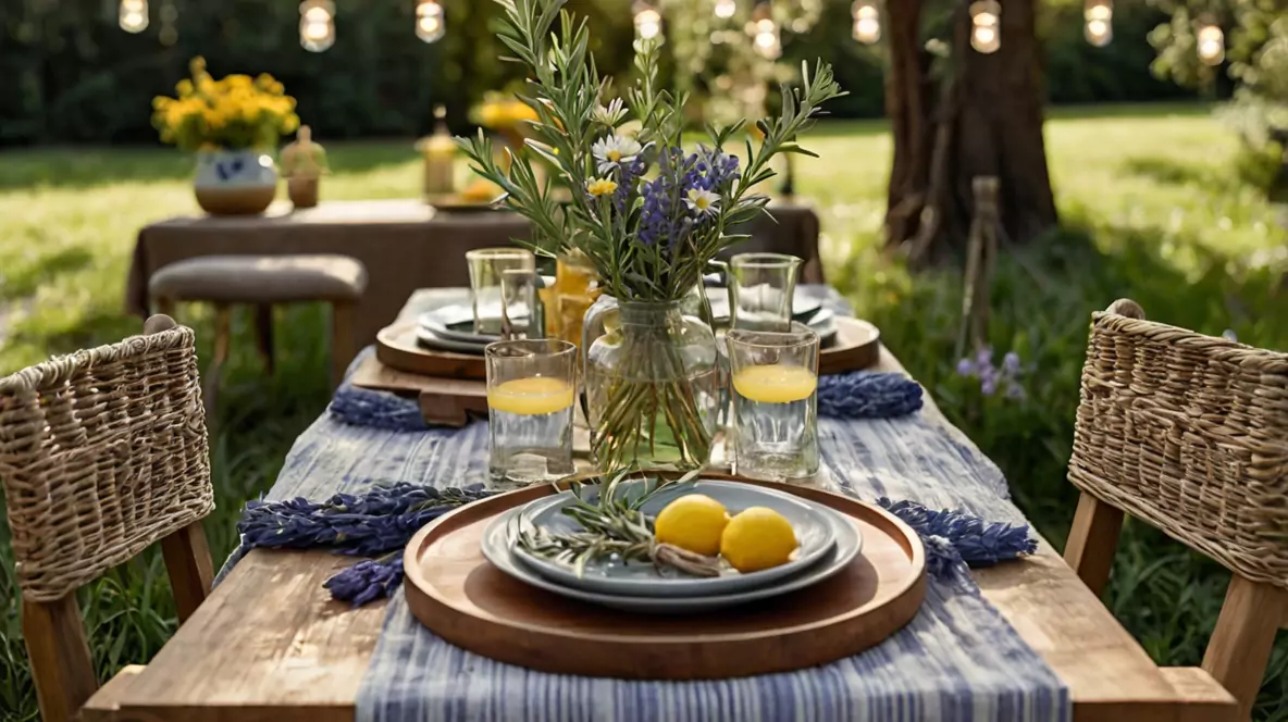 A sun drenched outdoot table decor