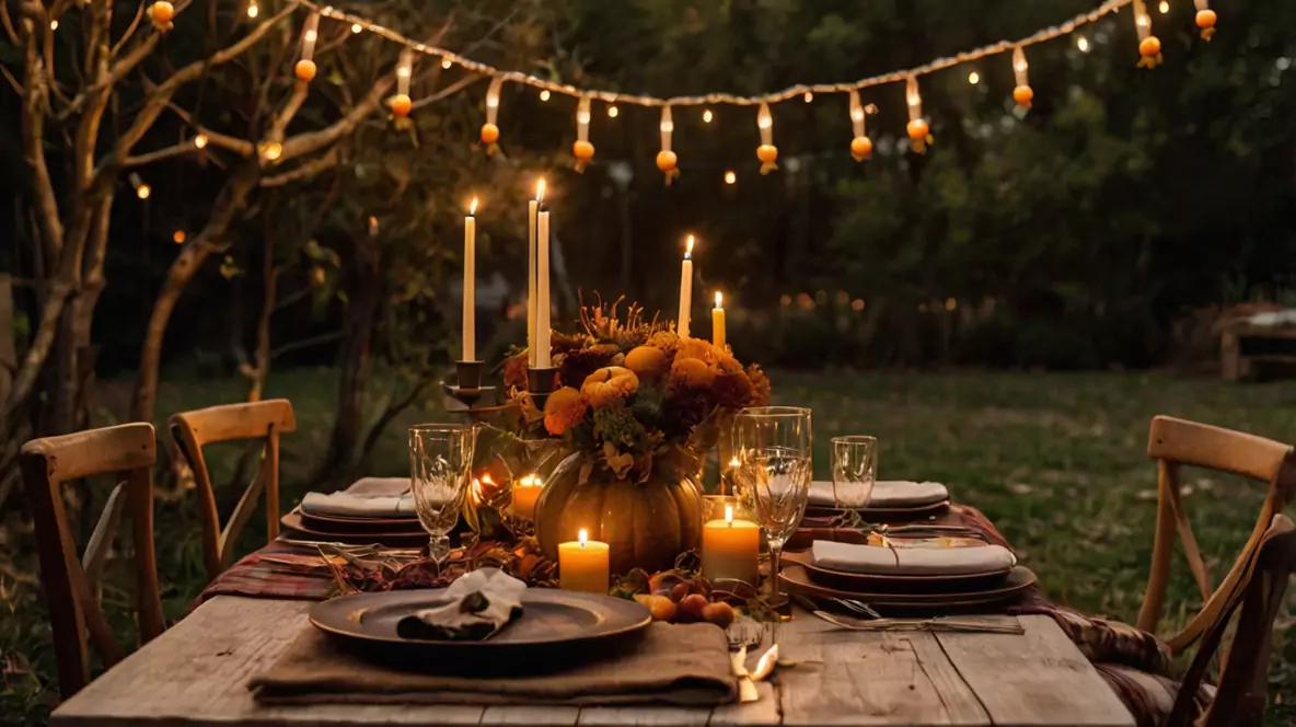 Fall season outdoor table decor