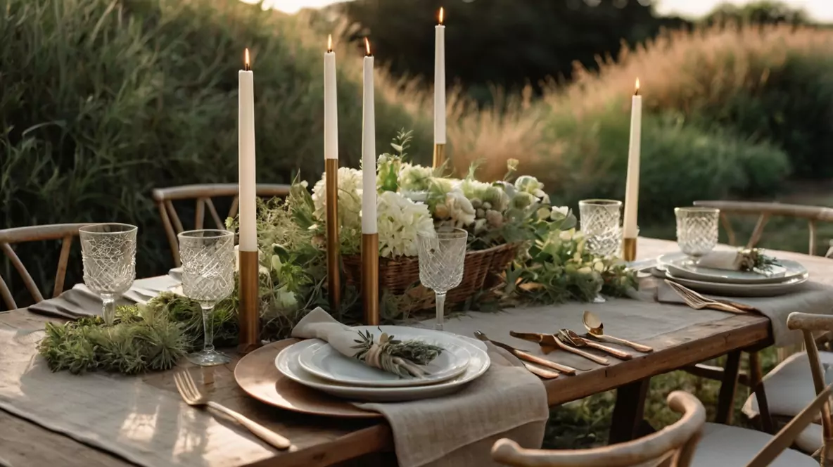 Serene neutral tablescape looks organic