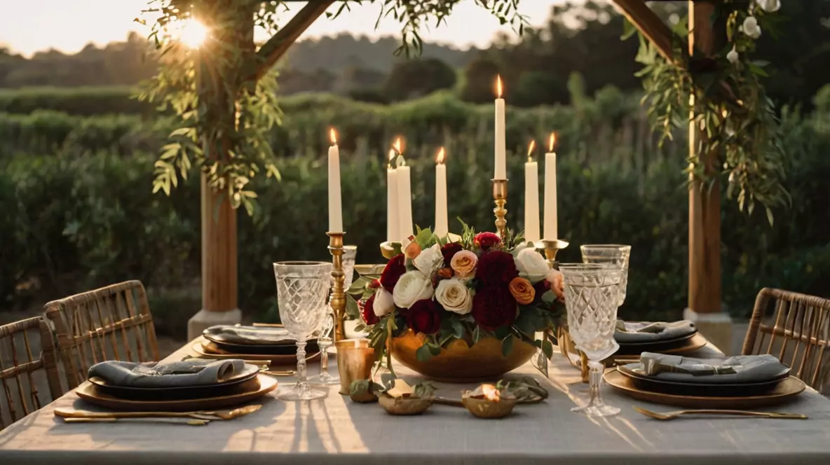 Sophisticaded outdoor table decor under sun